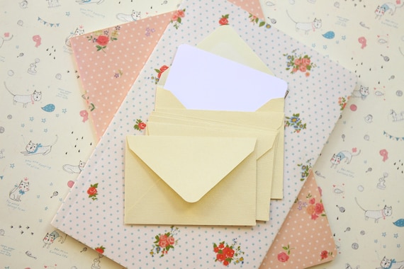 Ivory Platina textured mini envelopes and note cards