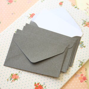 Medium Taupe Grey Pearlescent mini envelopes and note cards image 4