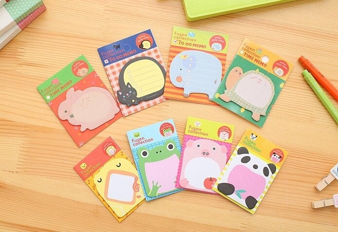 thumbnail image 2 of Lurrose 14pcs Rabbit Shaped Notes Fluorescent Colorful Self 2 of 10