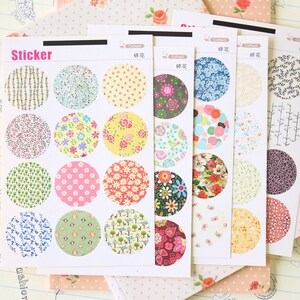Floral Coffee X Point Stickers round paper fancy pattern deco seals image 1