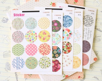 Floral Coffee X Point Stickers round paper fancy pattern deco seals