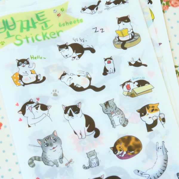 Love Cat cartoon kitty stickers set