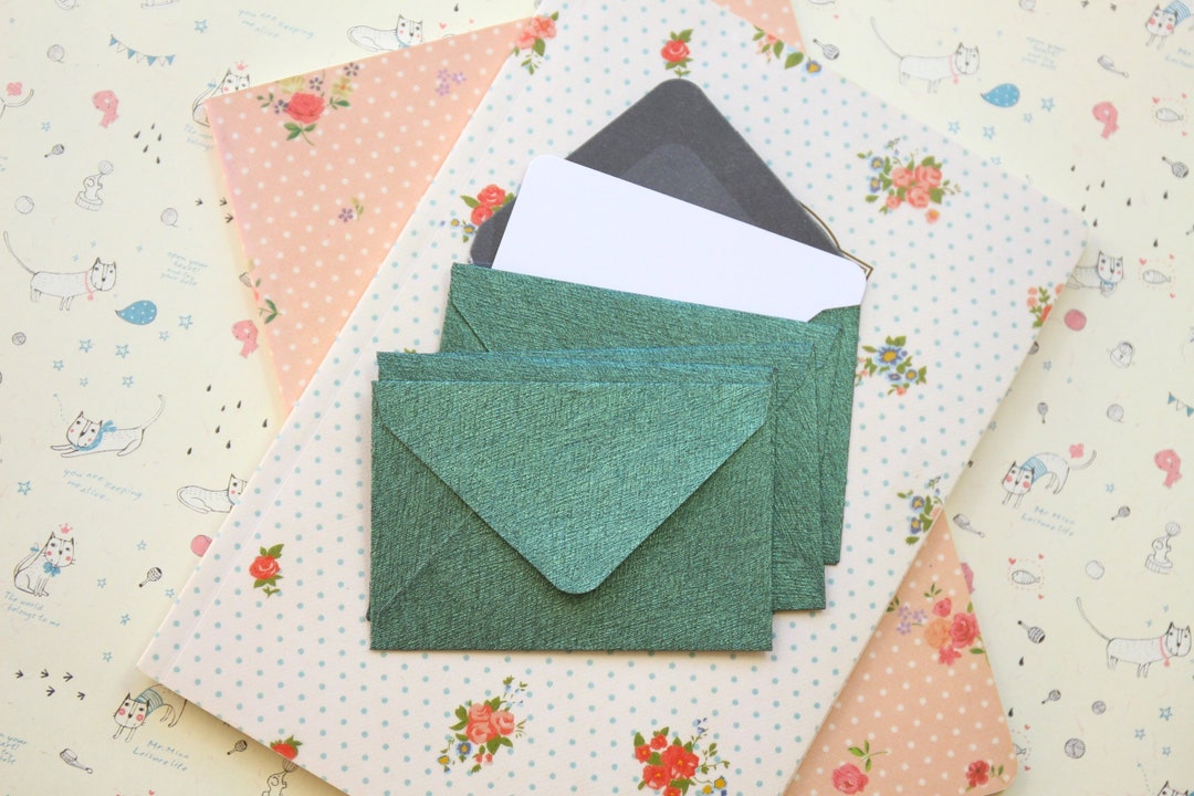 Forest Green Textured Mini Envelopes and Note Cards - Etsy