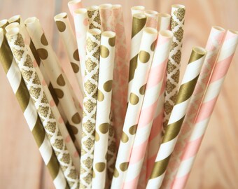 Vintage Chic mix designs paper straws multipack