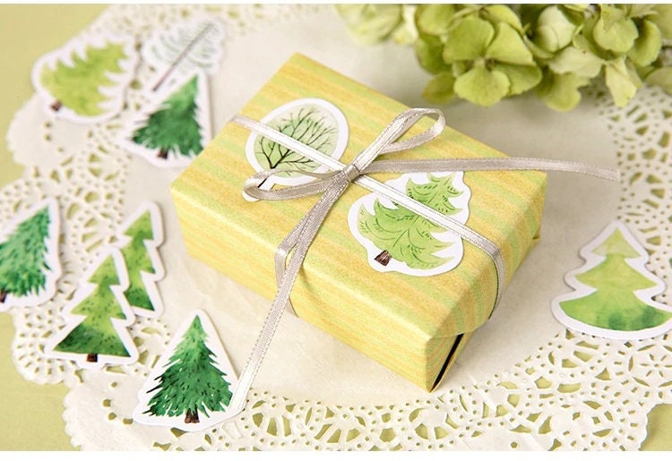 Green Forest Mocard Cartoon Shapes Stickers Etsy