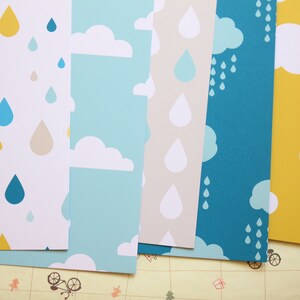 Lot 01 papier cartonné imprimé pluie et nuages 250 g/m²