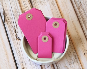 MAGENTA Pink Reinforced Luggage Tags