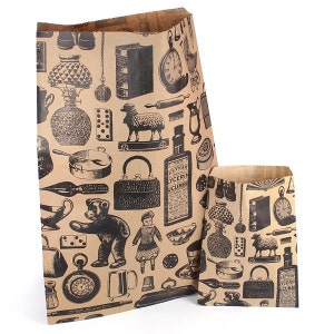 Large Victorian Life Print Kraft Brown paper bags