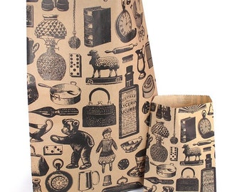Large Victorian Life Print Kraft Brown paper bags