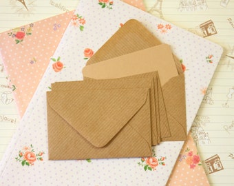Ribbed Kraft Brown mini envelopes & Buff Brown note cards