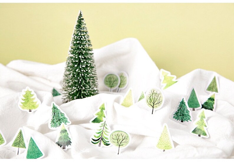 Green Forest Mocard Cartoon Shapes Stickers Etsy