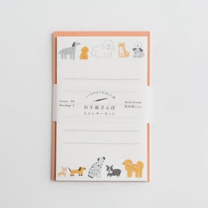Mino Washi Dogs mini cartoon writing paper & envelopes set