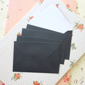Mini enveloppes et cartes de correspondance noir ardoise nacré