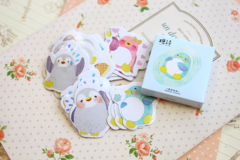 Little Penguin Candy Poetry Cartoon Shapes Stickers Etsy