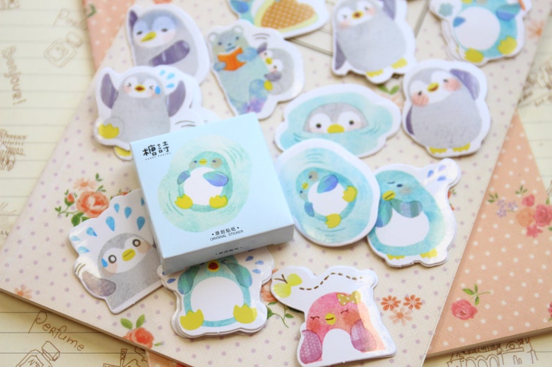 Little Penguin Candy Poetry Cartoon Shapes Stickers Etsy