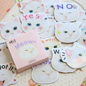 Pegatinas con formas de dibujos animados de Meow Cat Candy Poetry