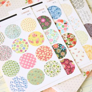 Floral Coffee X Point Stickers round paper fancy pattern deco seals image 4