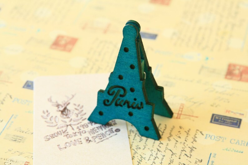 Eiffel Tower Wooden Card Holder Pegs Etsy
