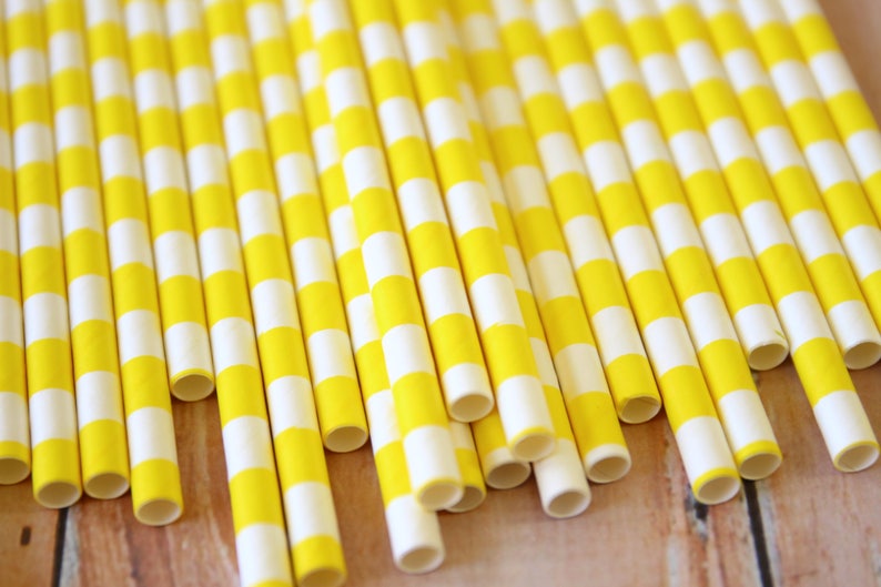 Yellow Circle Stripe Paper Straws image 3