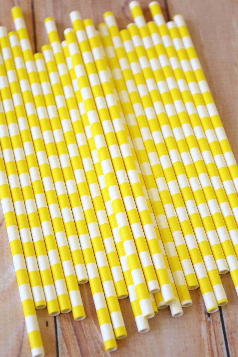 Yellow Circle Stripe Paper Straws image 2