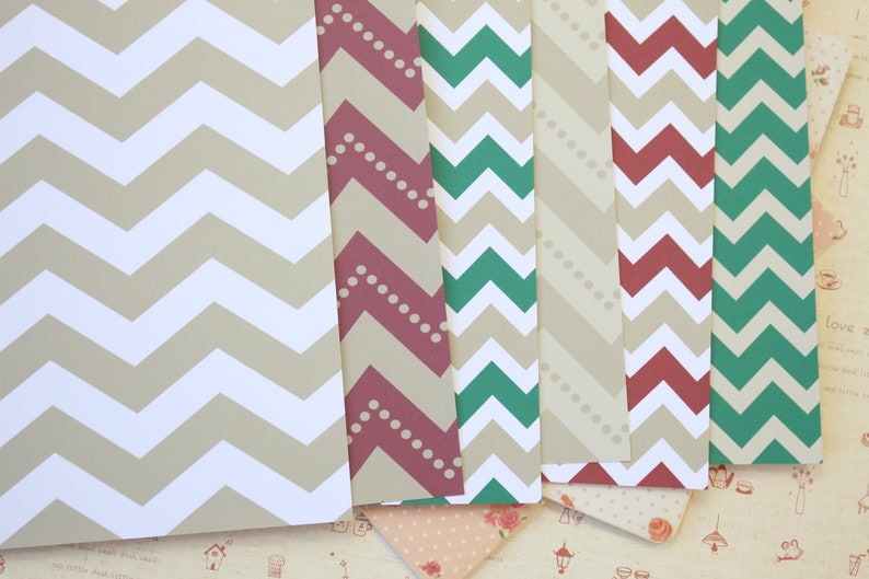Set 01 Christmas Chevron Mix printed card stock 250gsm