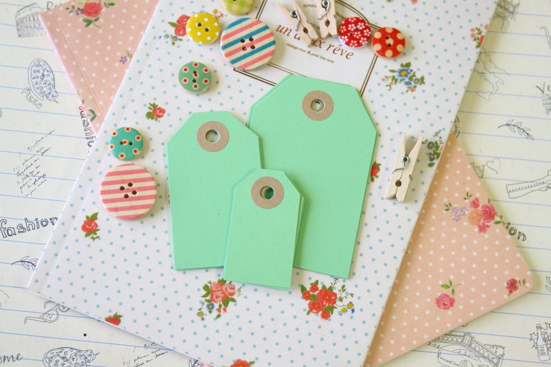 Mint Green handmade luggage tags image 1