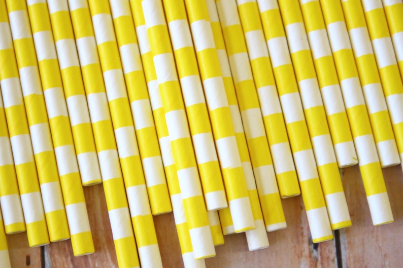 Yellow Circle Stripe Paper Straws image 1