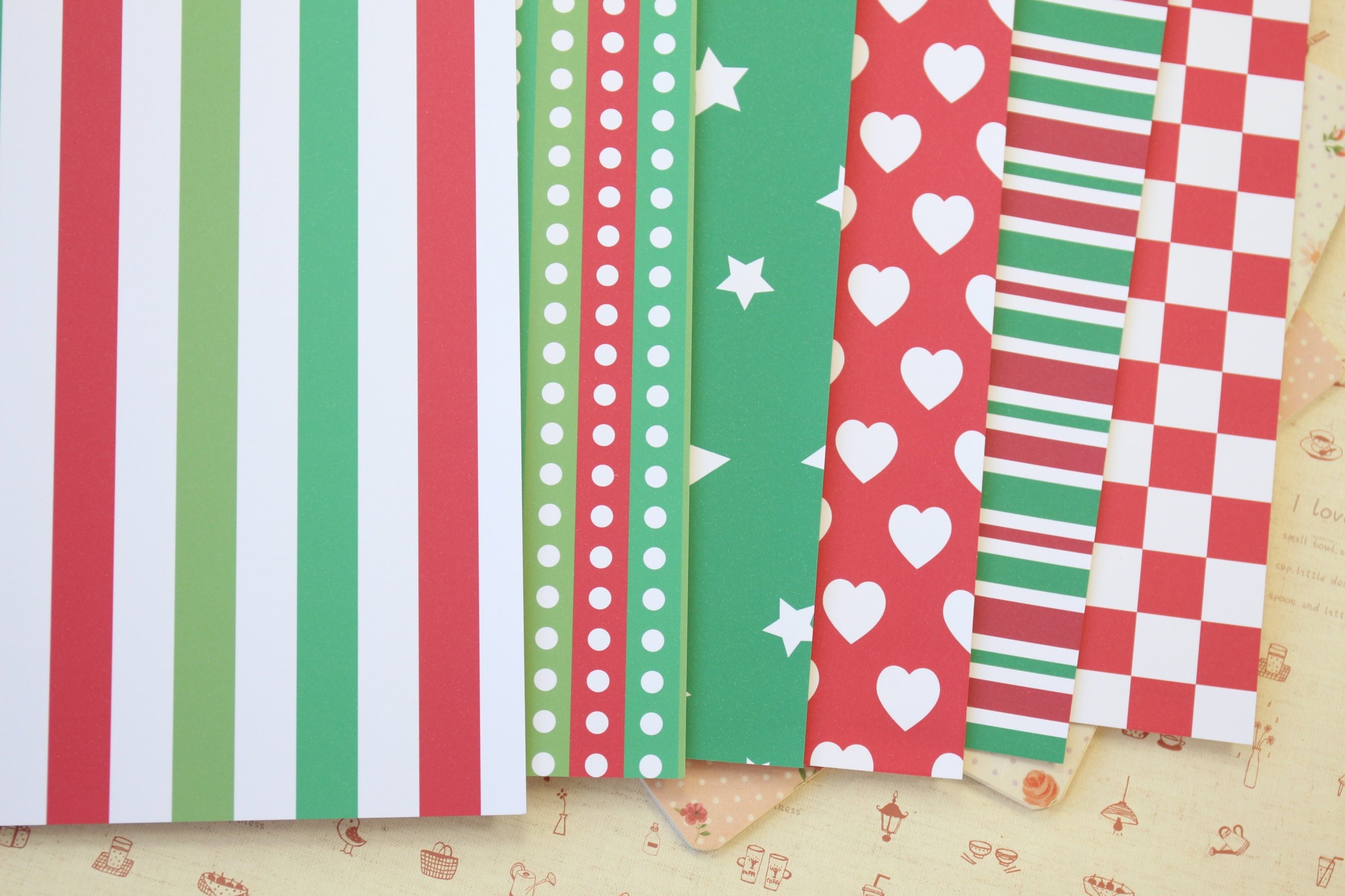Set 06 Christmas Patterns Printed Card Stock 250gsm Etsy
