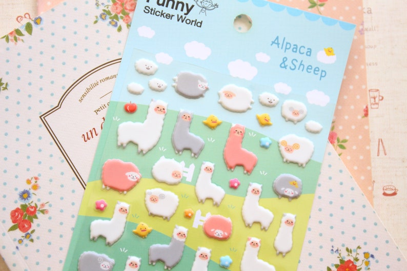 Yoofun Alpaca & Sheep puffy cartoon stickers image 5