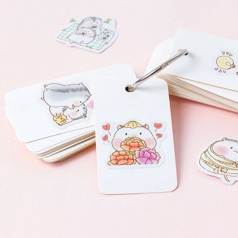 Peach Hamster Candy Poetry Cartoon Shapes Stickers Etsy