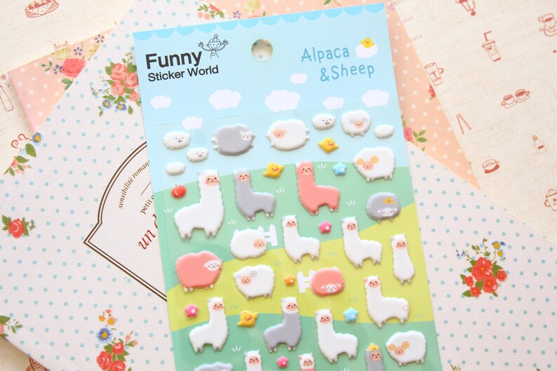 Yoofun Alpaca & Sheep puffy cartoon stickers image 1