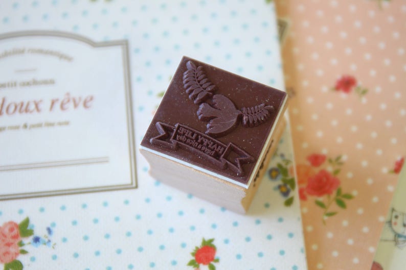 Happy Life WG-01 Wood Stamp Happy Mori rubber stamp image 2