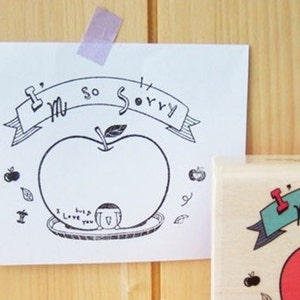 Fun Stamp Apple So Sorry cartoon rubber stamp image 2