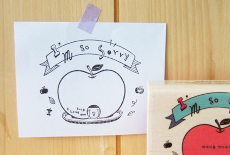 Fun Stamp Apple So Sorry cartoon rubber stamp image 2