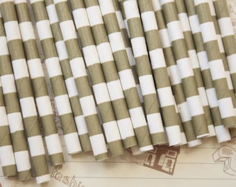 Gold Circle Stripe Paper Straws