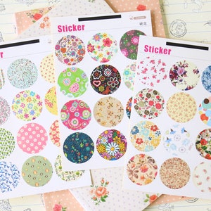 Floral Coffee X Point Stickers round paper fancy pattern deco seals image 2