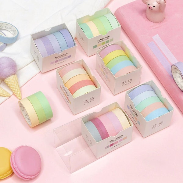 Macaron Color Tape washi masking tapes set 5pc