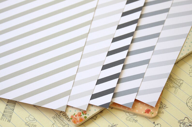 Grey Mix Candy Stripe printed card stock 250gsm