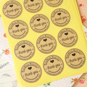 Kraft Paper THANK YOU Especially for You Handmade with Love printed round sticker labels image 2