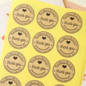 Etiquettes autocollantes rondes imprimées en papier kraft, spécialement pour vous, faites main avec amour