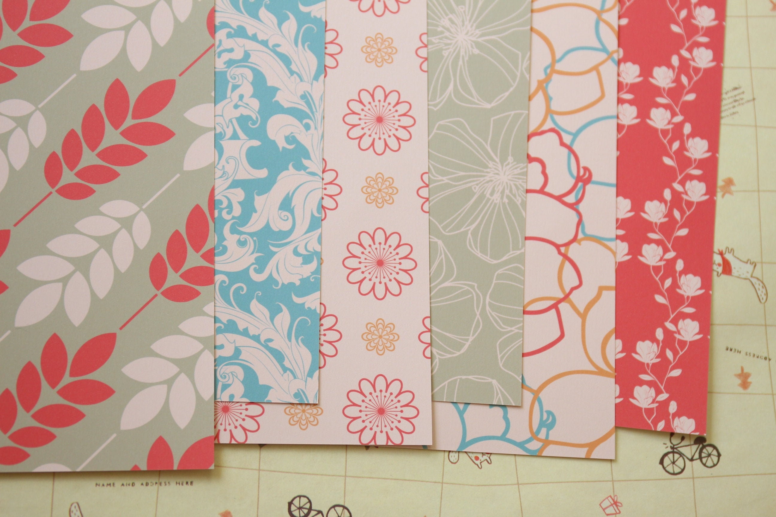 Pastel Floral Patterns Card Stock 250gsm wedding scrapbook paper craft  cardstock