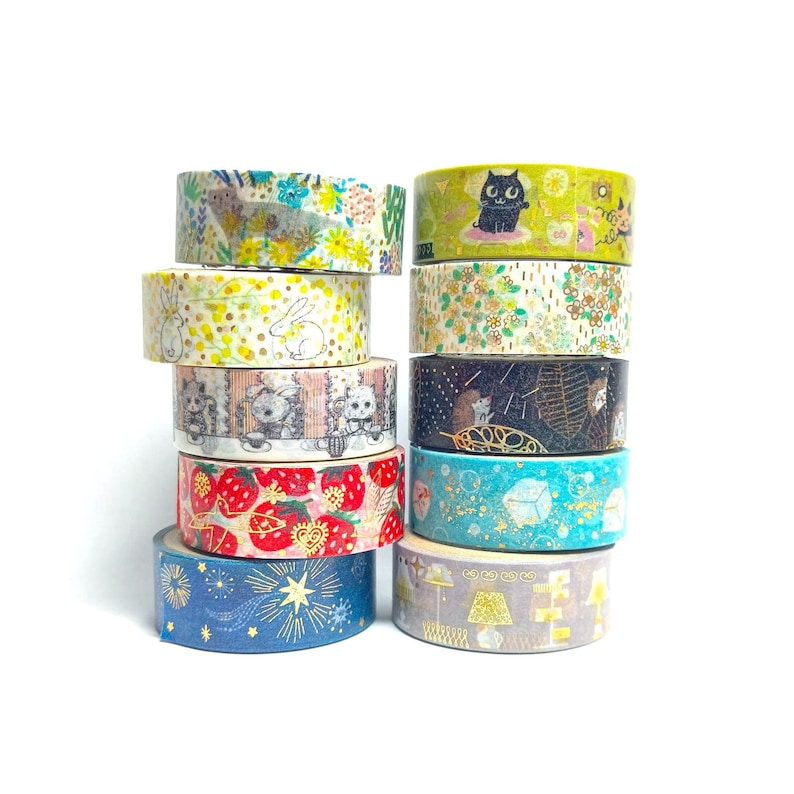 Shinzi Katoh Kirapika Glitter Masking Tape cute cartoon washi tape image 1