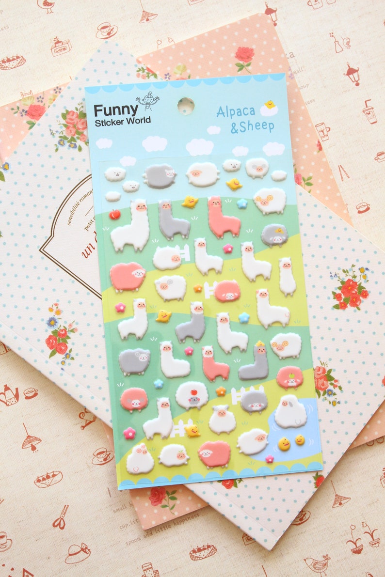 Yoofun Alpaca & Sheep puffy cartoon stickers image 2