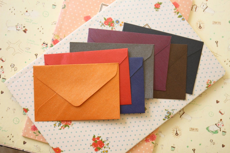 Medium Taupe Grey Pearlescent mini envelopes and note cards image 5