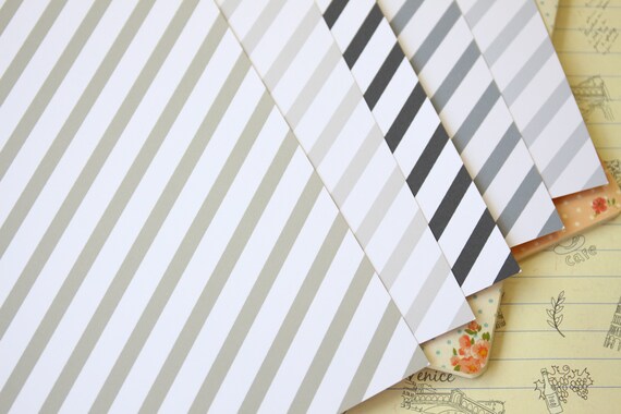 Grey Mix Candy Stripe printed card stock 250gsm