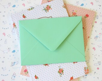 Mint Green vintage series blank C6 envelopes