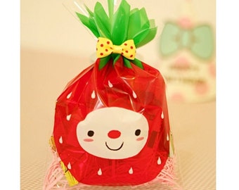 Strawberry Face cartoon plastic bags cellophane cookie bags sweets bags