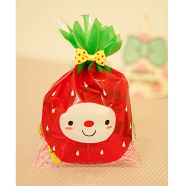 Strawberry Face cartoon plastic bags cellophane cookie bags sweets bags