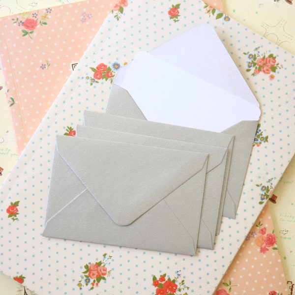 Silver Grey Pearlescent mini envelopes and note cards