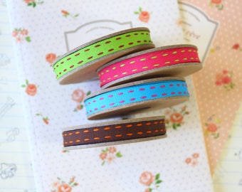 Vibrant Colours stitched grosgrain ribbon